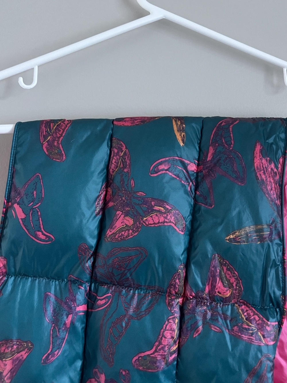 Stio Hometown Puffer Scarf Quilted Floral Teal Colorblock Gorpcore Winter Ski - Picture 2 of 6
